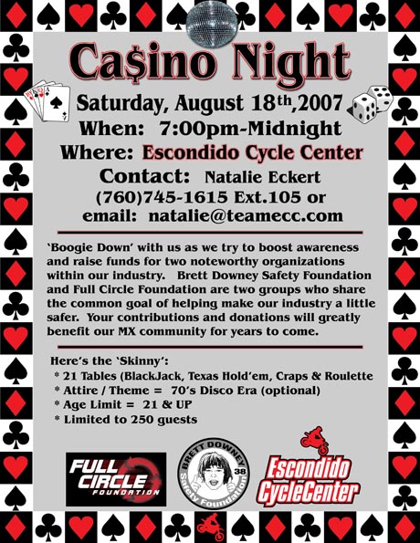 Casino Night, Saturday, August 18, 2007 - Click here to email Natalie Eckert for more information!